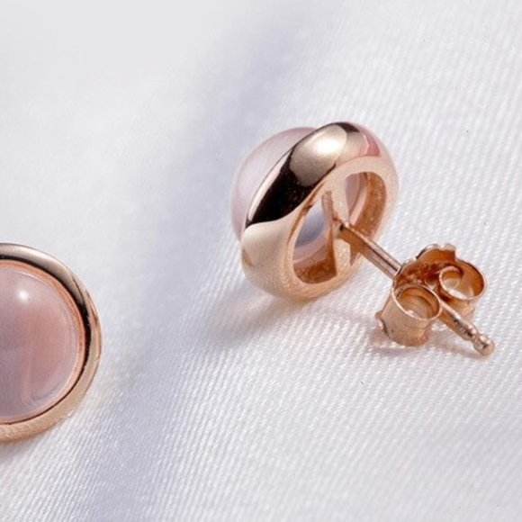 Rose gold blush pin crystal elegant stud earrings - Picture 3 of 4